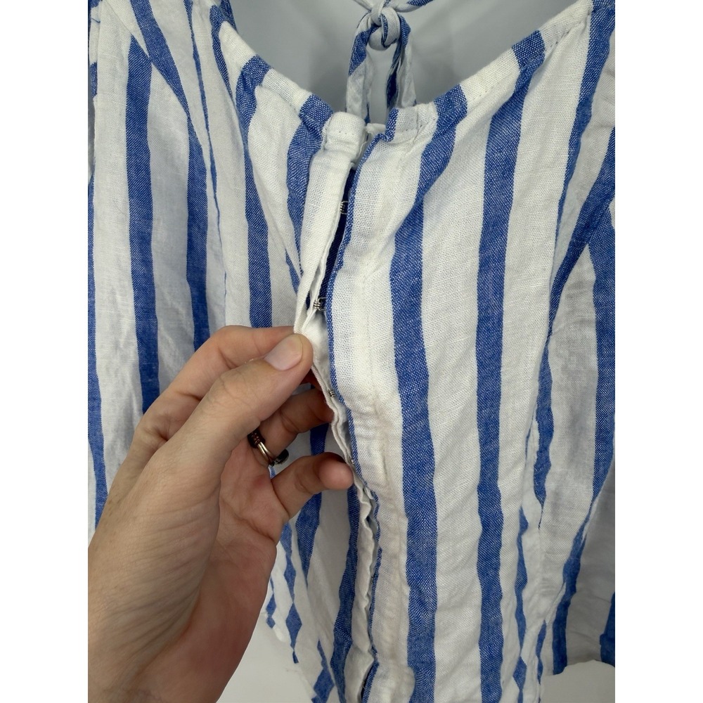 Torrid Plus Size Striped Crop Puff Shoulder Top Women 2X White Blue Preppy Beach - Picture 7 of 11
